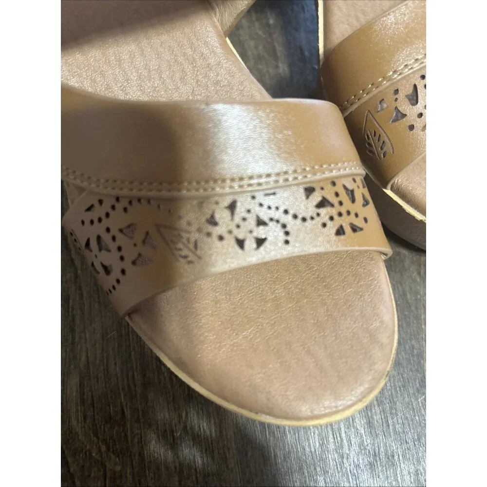 Brown Heels Slide Slip-on Sandals Women's 6.5